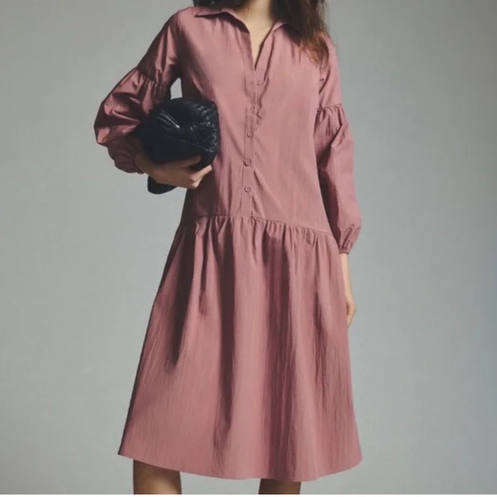 NWT Anthropologie Maeve XS Button-Front Taffeta Dress